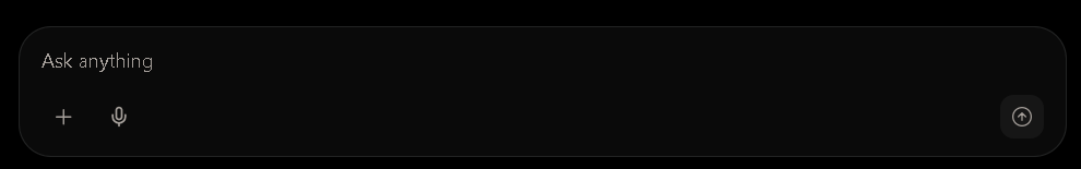 Chat input bar showing attach button, model picker, text input, and send button