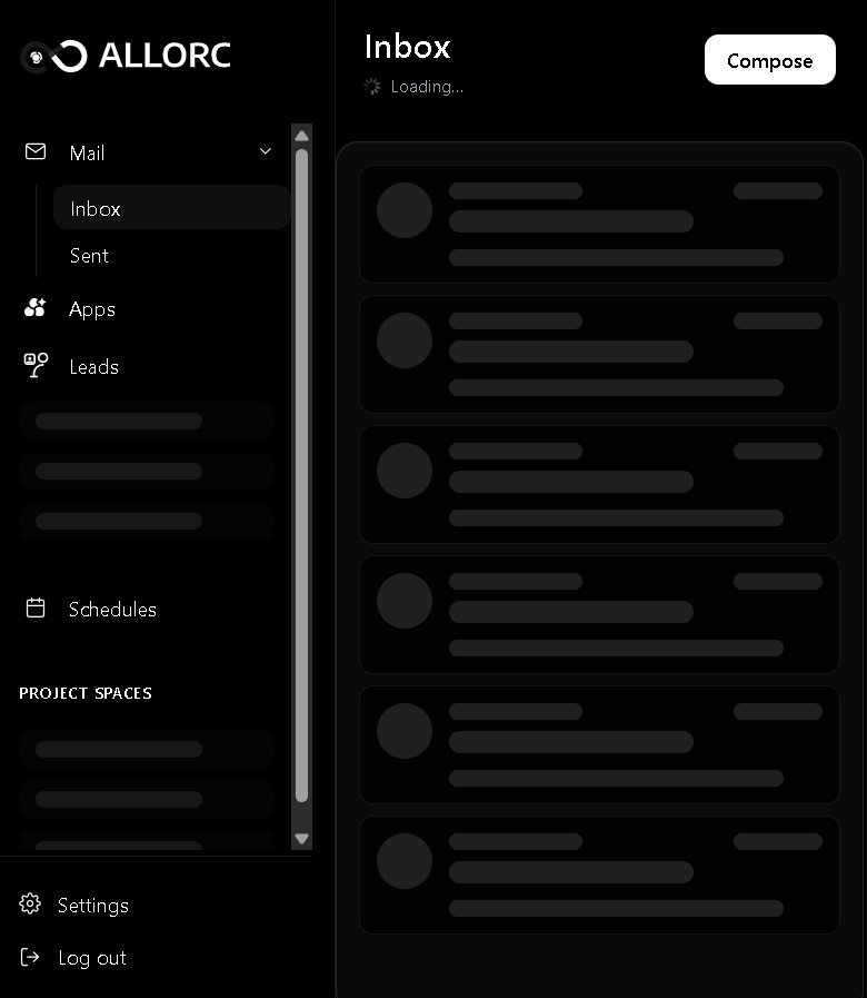 Mail interface showing worker inbox and sent folder